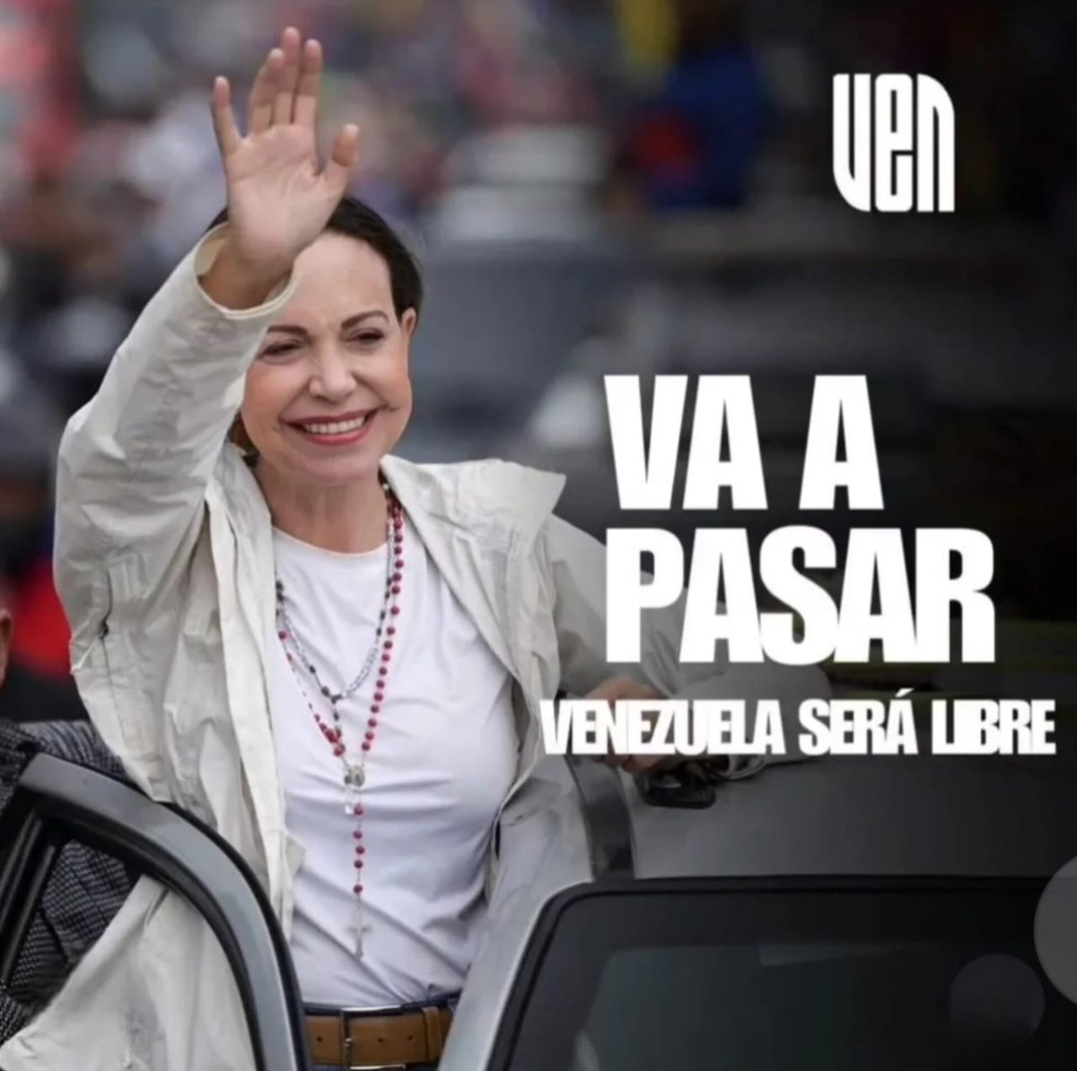 “Va a pasar” no es solo una frase, es el latido de un pueblo que se organiza para sacar del poder a Maduro y su banda. Con María Corina Machado, Venezuela grita esperanza, lucha y unidad.  Es la certeza de que la libertad está cerca. ¡Juntos, hasta el final!  #VaAPasar