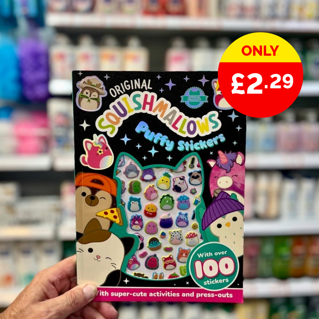 All the kid's favourite Squishmallows, like Archie the Axolotl, Cam the Cat, Connor the Cow, Hans the Hedgehog, and more, in one great sticker book. 

Available NOW at your local Poundstretcher for only £2.29 😍

#squishmallows  #stickerbook #poundstretcher