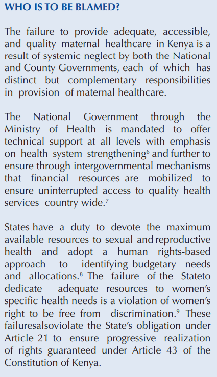 Who is to Blame?
Maternal health is collapsing under the weight of political neglect.
 Both National &amp; County Governments are failing:
 ❌ No emergency obstetric care systems
 ❌ No laws on obstetric violence
 ❌ Budget cuts to maternal programs
Where’s the leadership?