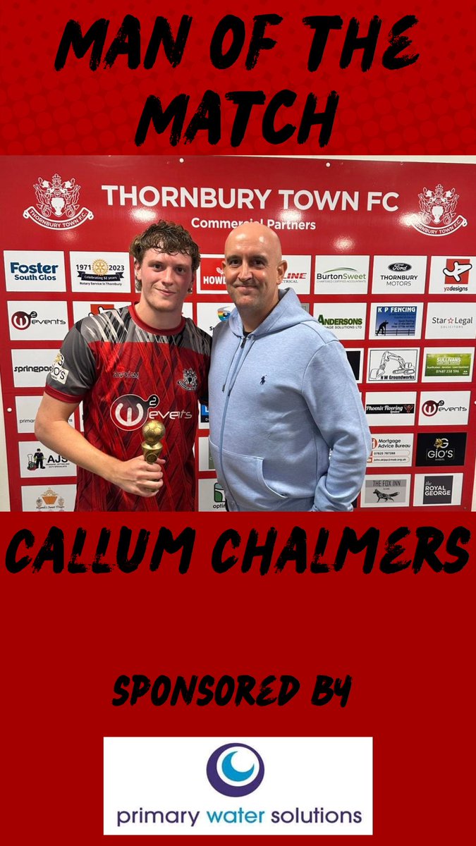 thornburytownfc's tweet photo. Last nights Man Of The Match, presented by Mark Viner of @PrimaryWater 

Callum Chalmers 

#TTFC https://t.co/leOPvyZPHl