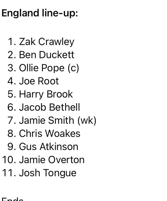 BREAKING Ben Stokes is out of the Oval Test with a shoulder injury. Dawson dropped, Woakes the only seam-bowling survivor from Manchester. Bethell returns.