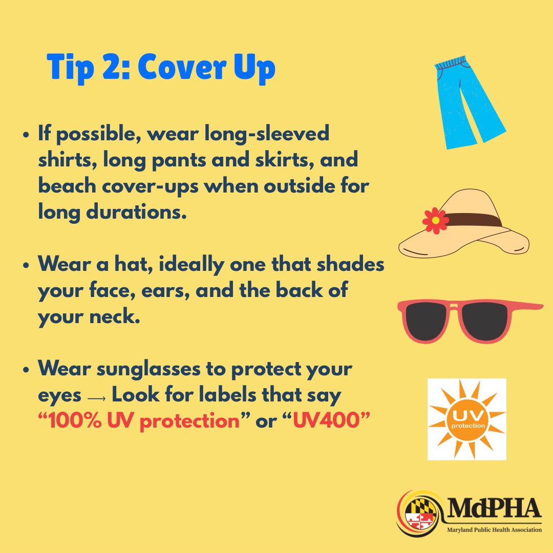 Md_PHA's tweet photo. Nearly 1 in 5 Americans will develop skin cancer in their lifetime, and UV exposure is the leading cause. Implement sun safety practices year-round to protect your skin and your health. Enjoy the sun, avoid the sun damage!☀️🏖️

#sunsafety #skincancerawareness #wearyoursunscreen https://t.co/a15V8O8UJT