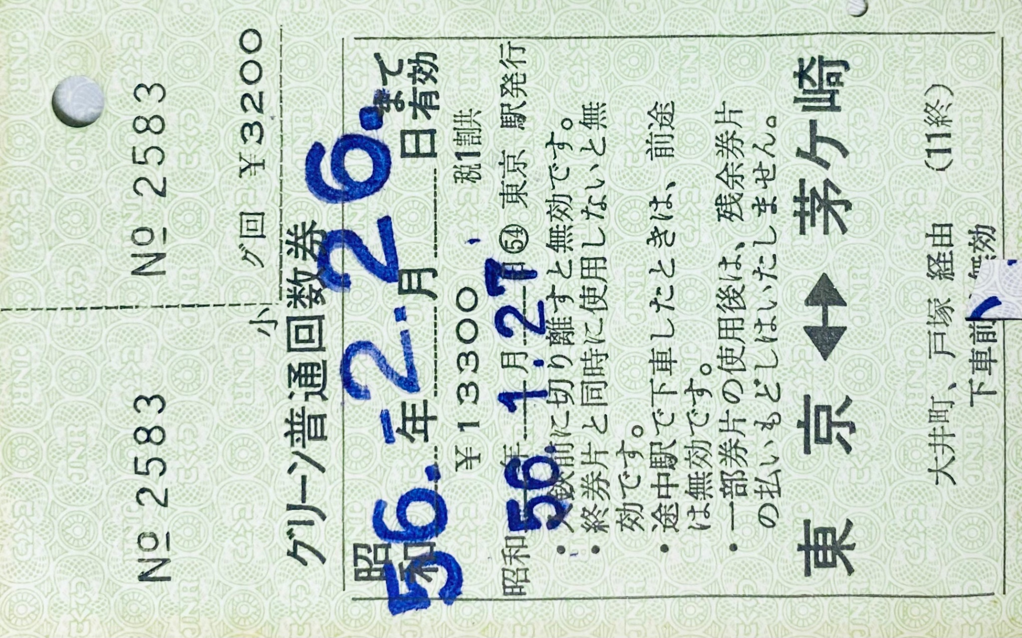 昭和64年　定期券 ☆ 私鉄定期券②