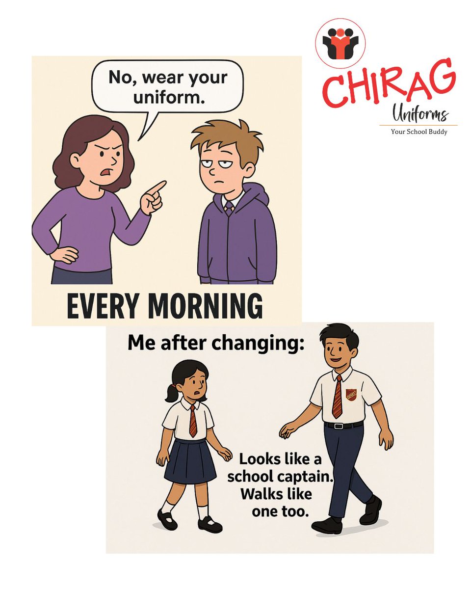 When the uniform does half the job of waking you up.
Dress sharp. Think sharp.
.
.
#ChiragUniforms #UniformMood #FromMessToMainCharacter #SchoolReady