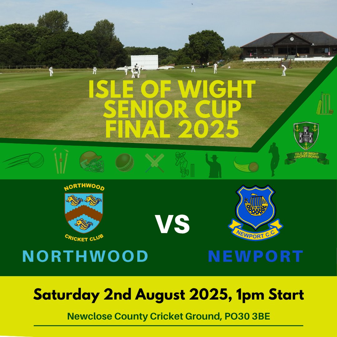 Old rivalries reunite on Saturday afternoon as Northwood face Newport in the IW Senior Cup Final.

The 40-over match will be played at Newclose with a 1pm start, where the bar will be open all afternoon!