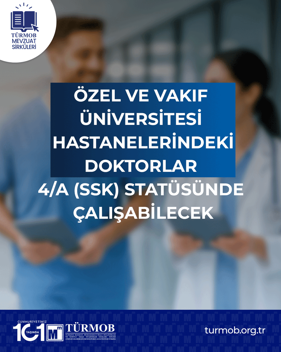 Özel ve Vakıf Üniversitesi Hastanelerindeki Doktorlar 4/A (SSK) Statüsünde Çalışabilecek ➡ turmob.info/3U1YMWD

#türmob