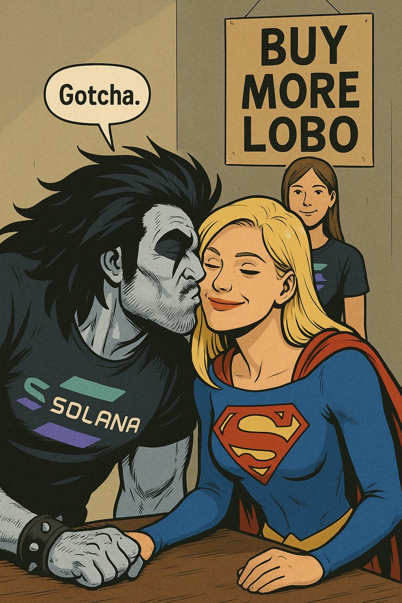 Poetryfaces's tweet image. 🎯 Target locked: Solana dominance.
💬 Supergirl talks trash.
🧠 Lobo builds the brand.
Get the token the galaxy’s talking about.
$LOBO
CA: 7Uyf9YqAgRWFk86HAC9sVTsERwwrHiALPLzwAQNcpump
#ComicCoin #SolanaHustle