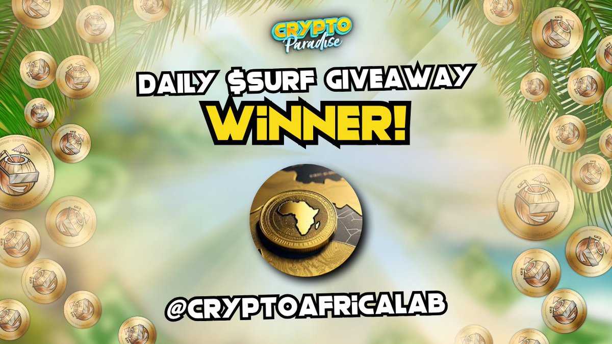 Crypto Paradise (@xcryptoparadise) on Twitter photo π Congrats to <a href="/cryptoafricalab/">Crypto Africa Gaming Studios</a> for winning yesterday's Daily $SURF Giveaway! π
He asked the best question on our live stream and scored $650 $SURF tokens π
Keep showing up, asking sharp questions, and you might be next π π Congrats to <a href="/cryptoafricalab/">Crypto Africa Gaming Studios</a> for winning yesterday's Daily $SURF Giveaway! π
He asked the best question on our live stream and scored $650 $SURF tokens π
Keep showing up, asking sharp questions, and you might be next π