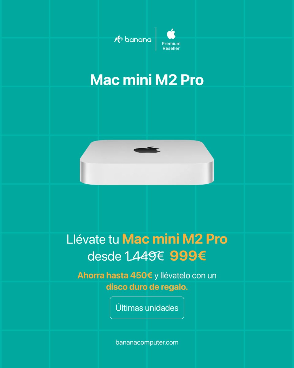 BananaComputer's tweet photo. 💻 Este #BackToSchool, equípate con un Mac de mesa al mejor precio.
Potencia Apple + descuentos educativos + seguro gratis*.

Solo en Banana 👉 https://t.co/lUNIqyvQNg
#MacMini #iMac #MacStudio #DescuentoEducativo #appletrend https://t.co/7gQDW28Dg8