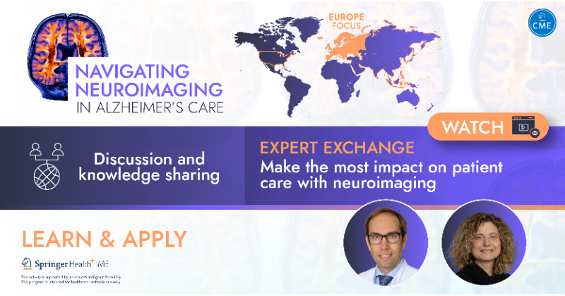 SpringerIME's tweet photo. Gain European-focused expert insights on PET Imaging in Alzheimer’s care! Join Dr. Alexander Drzezga and Dr. Silvia Morbelli as they share best practice tips for using amyloid and tau PET imaging in your daily clinical and diagnostic workflows.