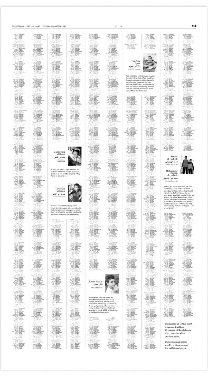 Louisa Loveluck (@leloveluck) on Twitter photo In the <a href="/washingtonpost/">The Washington Post</a> today, we have published every one of the 18,500 known names of children killed by Israel’s military operations in Gaza. In the <a href="/washingtonpost/">The Washington Post</a> today, we have published every one of the 18,500 known names of children killed by Israel’s military operations in Gaza.