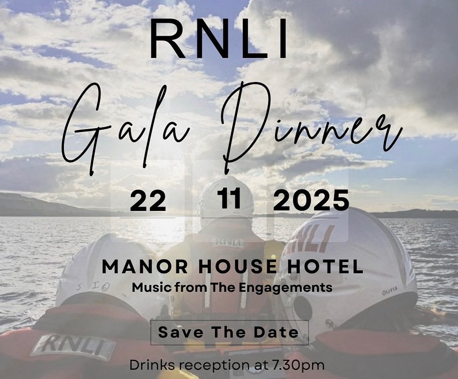 SAVE THE DATE 🗓️… mark this in your diary. The annual RNLI gala dinner will take place on November 22nd. 

More details to follow 📋….