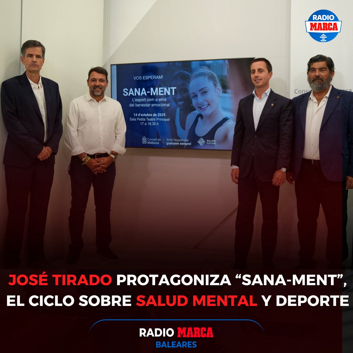 Radio Marca Baleares (@rmarcabaleares) on Twitter photo 🧠 𝐒𝐚𝐧𝐚-𝐦𝐞𝐧𝐭 🧠
👉 La iniciativa, presentada junto al presidente del <a href="/ConselldeMca/">Consell de Mallorca</a>, <a href="/Ll_Galmes/">Llorenç Galmés</a>; el conseller, <a href="/BestardPedro/">Pedro Bestard Martínez</a> y el psiquiatra, Joaquín López consta de tres jornadas anuales y arrancará el 14 de octubre con la mesa redonda “Supervivencia psicológica”
👉 El 🧠 𝐒𝐚𝐧𝐚-𝐦𝐞𝐧𝐭 🧠
👉 La iniciativa, presentada junto al presidente del <a href="/ConselldeMca/">Consell de Mallorca</a>, <a href="/Ll_Galmes/">Llorenç Galmés</a>; el conseller, <a href="/BestardPedro/">Pedro Bestard Martínez</a> y el psiquiatra, Joaquín López consta de tres jornadas anuales y arrancará el 14 de octubre con la mesa redonda “Supervivencia psicológica”
👉 El