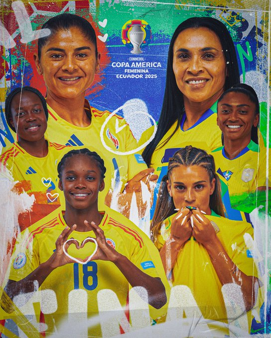 ‼️ Colombia y Brasil disputarán la final de la Copa América 2025

🇨🇴 Las cafeteras sufrieron para pasar ante una Argentina a la que derrotaron en penaltis

🇧🇷 Las vigentes campeonas cumplieron sin problemas al batir por 5-1 a Uruguay

🏆 Será la cuarta vez que ambos países