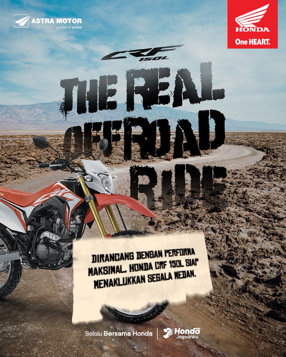 Medan berat? Jangan ki’ ragu! 

CRF 150L selalu bisa jadi partner setia BroSis di jalur off-road! 🔥🔥

#Honda #HondaJagoanku #SelaluBersamaHonda #CRF150L