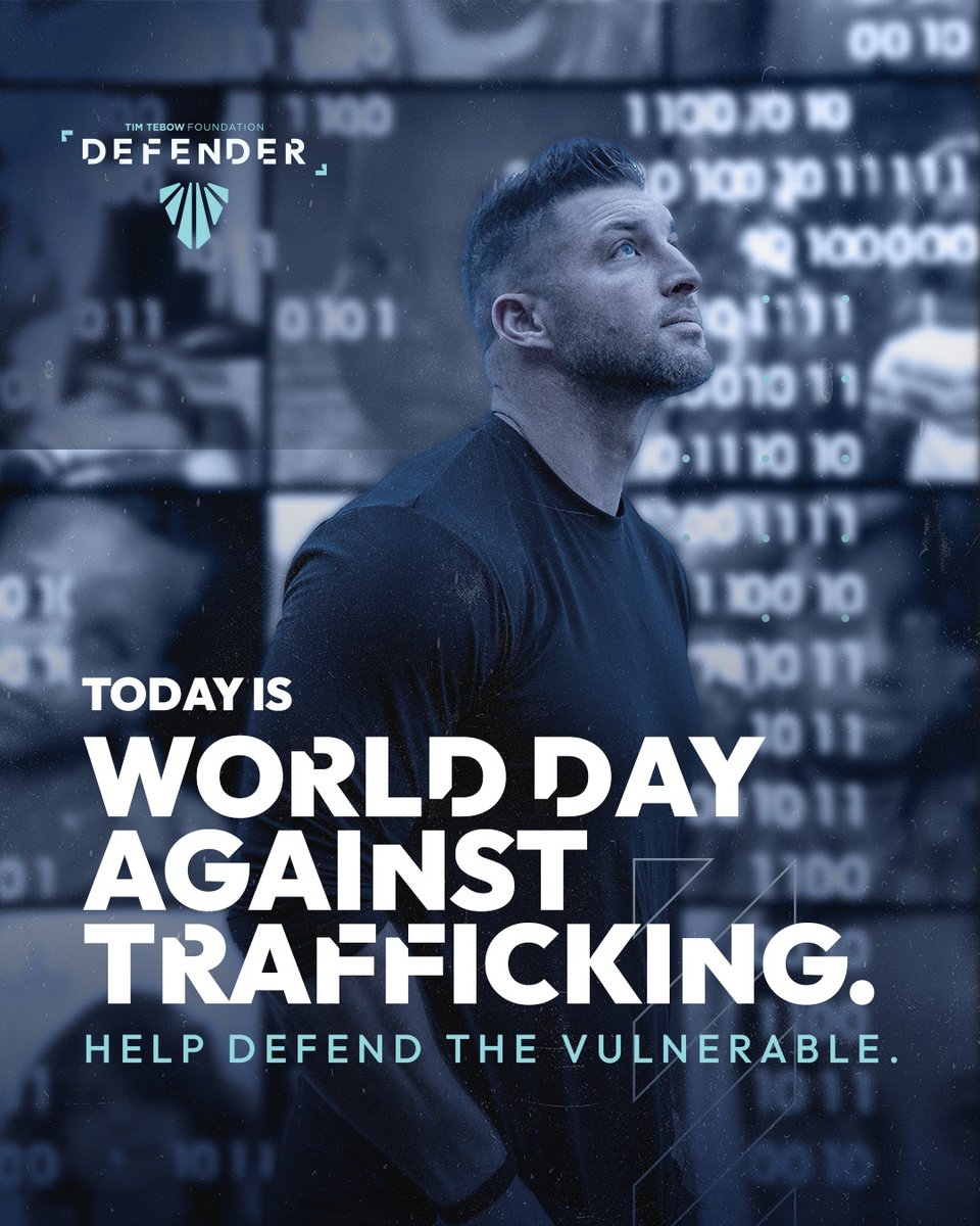 tebowfoundation's tweet image. Today is World Day Against Trafficking.
It’s not about a headline.
It’s not about a hashtag.
And it’s not just about awareness...

It’s about a global criminal enterprise—one that is abusing, grooming, exploiting, and profiting off the pain of children made in the image of God.…