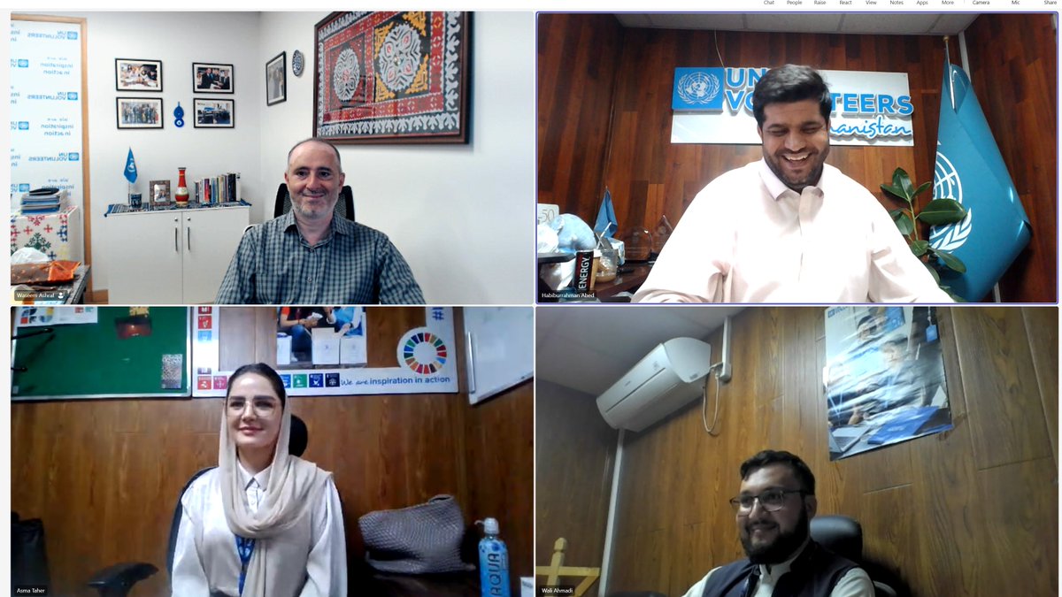 Peer to peer learning and knowledge sharing session with our colleagues from <a href="/UNV_Afghanistan/">UN Volunteer Afghanistan</a>.

<a href="/UNVAsiaPacific/">UNV Asia Pacific</a> <a href="/Abed_Ghori/">Habiburrahman Abed</a>