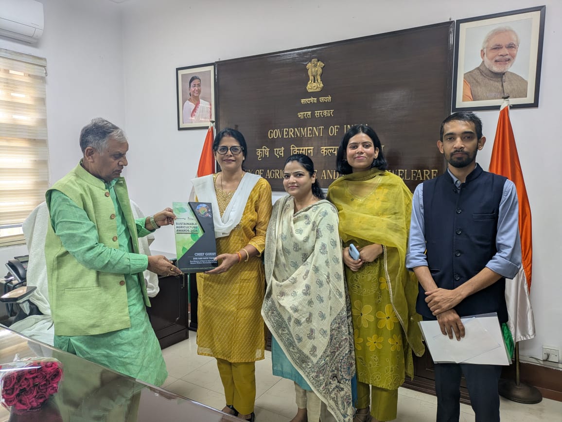 We had the honour of meeting Shri Ramnath Thakur Ji (<a href="/RNK_Thakur/">Ram Nath Thakur</a>) Hon'ble MoS, Agriculture &amp; Farmers Welfare, Govt of India to invite him for the 2nd Sustainable Agriculture Summit &amp; Awards 2025.

Grateful for his time, wise counsel, and warm encouragement.

#AgriSummit2025