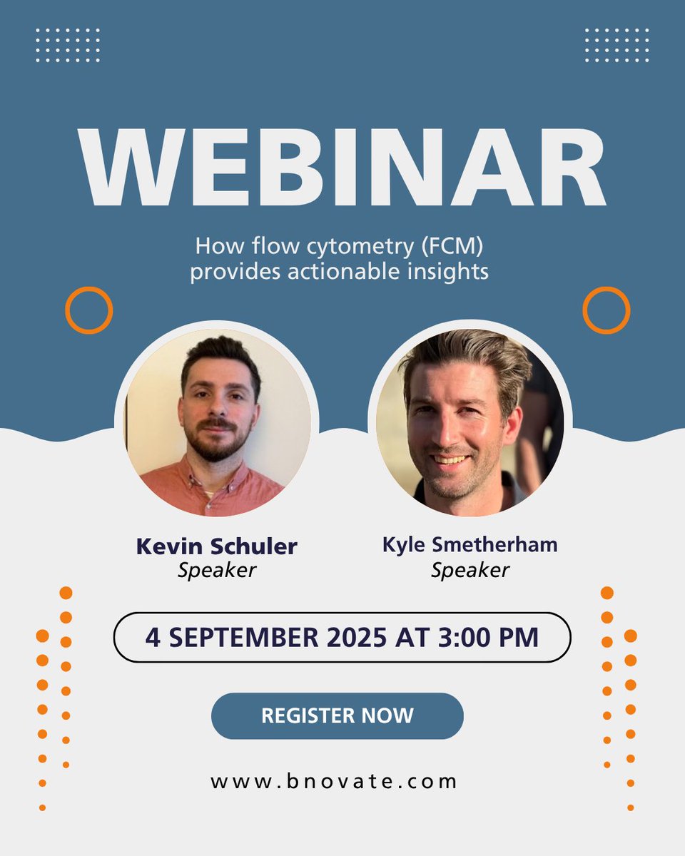 Join us for our next webinar on September 4, 2025, featuring our Field Application Scientists Kevin Schuler and Kyle Smetherham. Register now to secure your spot: app.livestorm.co/bnovate/webina…
We hope to see you there!
#fcm #flowcytometry #flowcytometrymonitoring #webinar #microbiology