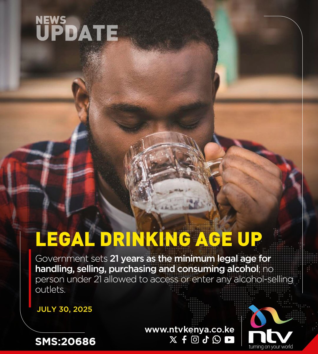 Government sets 21 years as the minimum legal age for handling, selling, purchasing and consuming alcohol; no person under 21 allowed to access or enter any alcohol-selling outlets.