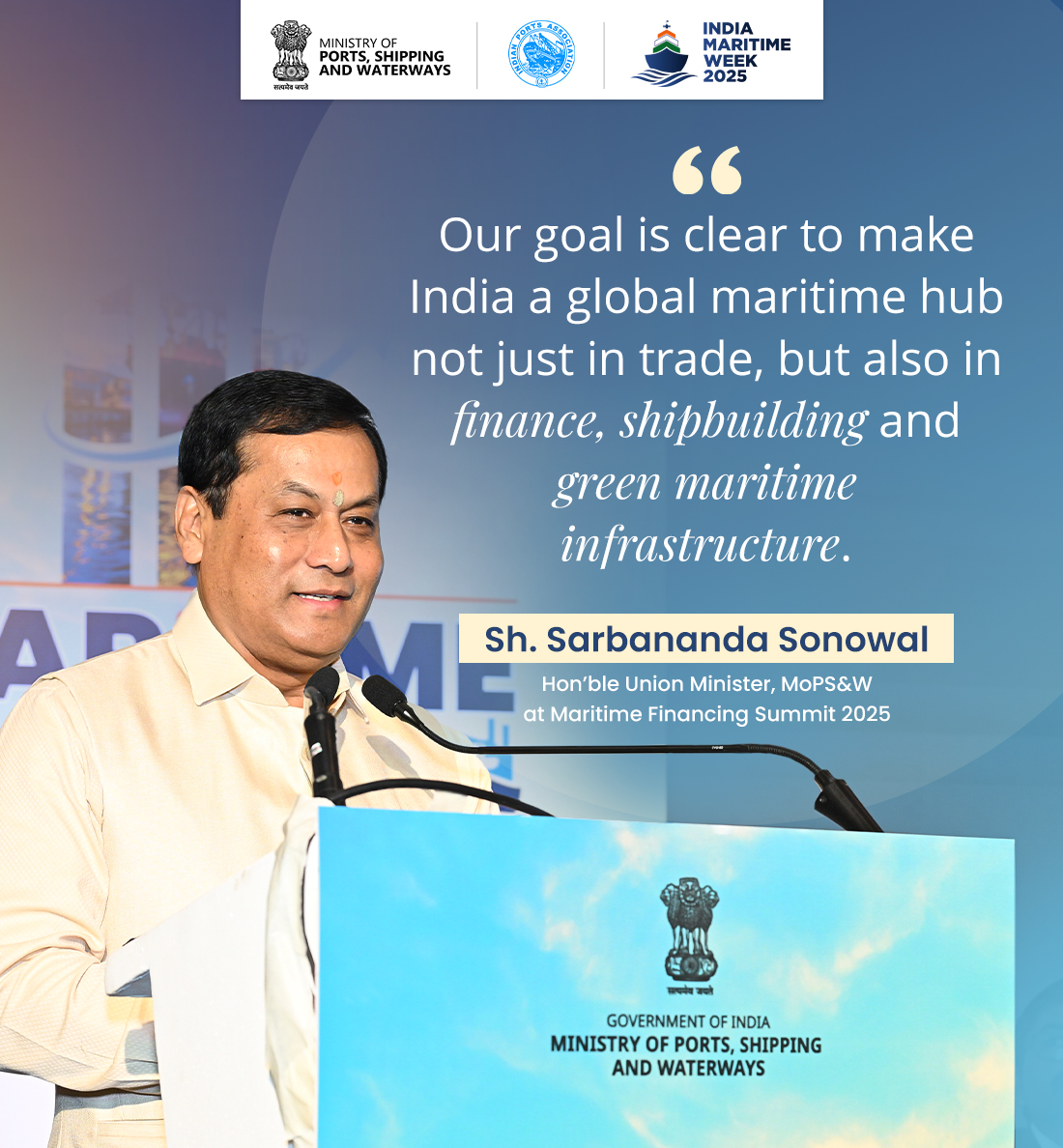 Delivering the keynote address at Maritime Financing Summit 2025, Union Minister Shri <a href="/sarbanandsonwal/">Sarbananda Sonowal</a> said: “India, as a maritime nation, is undergoing a transformative shift backed by strong policy support and growing investment momentum.”
#IndiaMaritimeWeek