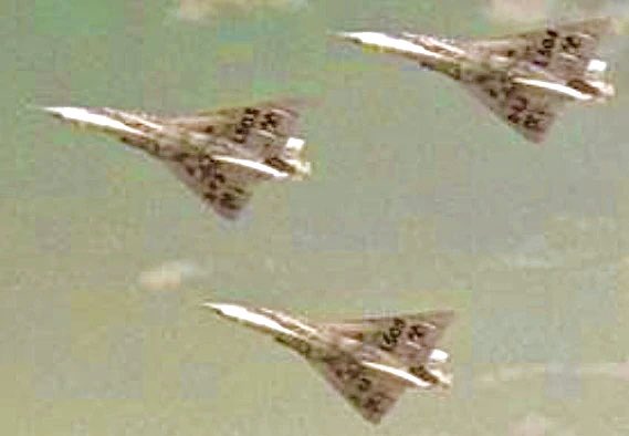 A Clean configuration three Mirage IIIELs ship flight saluting crowds (single seaters SN  L-503, L-504 and L-505) pic circa 1969. Sovereignty is enforced in the skies, and it thereafter descends to the ground. Happy LAF day. Lest we forget.