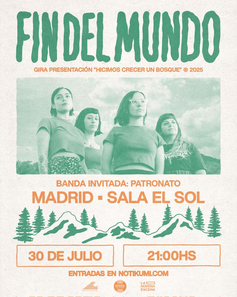 Fin del Mundo (@lasfindelmundo) on Twitter photo HOY en Madrid junto a <a href="/lospatronato/">Patronato</a> en <a href="/SalaElSol/">Sala El Sol</a> ☀️ Entradas en bit.ly/HCUB-Madrid HOY en Madrid junto a <a href="/lospatronato/">Patronato</a> en <a href="/SalaElSol/">Sala El Sol</a> ☀️ Entradas en bit.ly/HCUB-Madrid