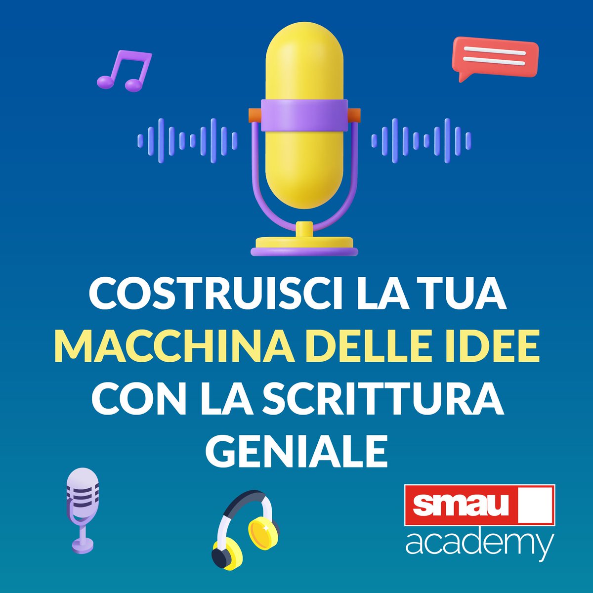 🔈Online un nuovo #podcast targato #SmauAcademy 🔈 Discuteremo domande chiave come: come migliorare la chiarezza di pensiero, creare strategie di crescita flessibili e organizzare le idee del tuo team.
ll workshop è a cura di Matteo Bortolotti.