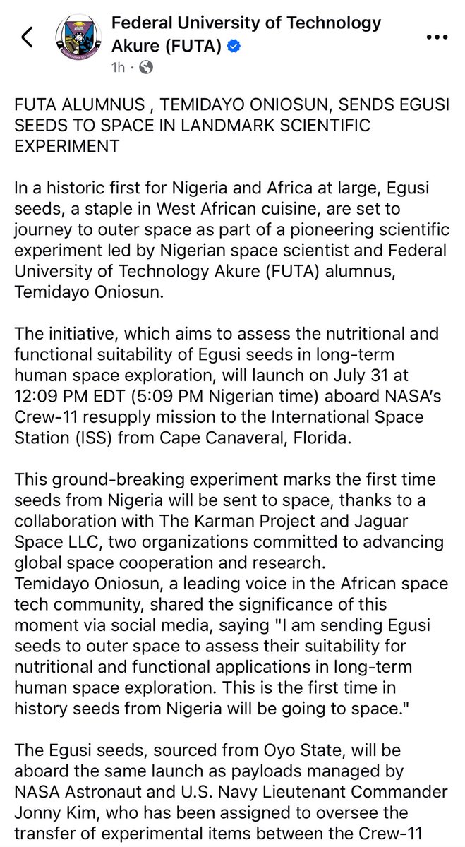 Thank you Alma Mater <a href="/FUTAkure/">FUTA</a>