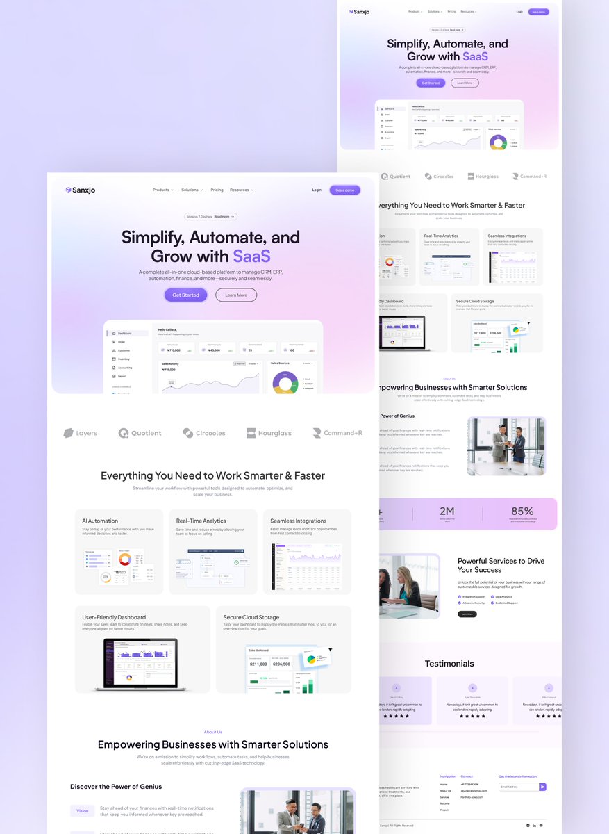 uix_Charles's tweet image. Home page design for Sanxjo, a modern SaaS platform. 🚀

What do you think? feedback is welcome.