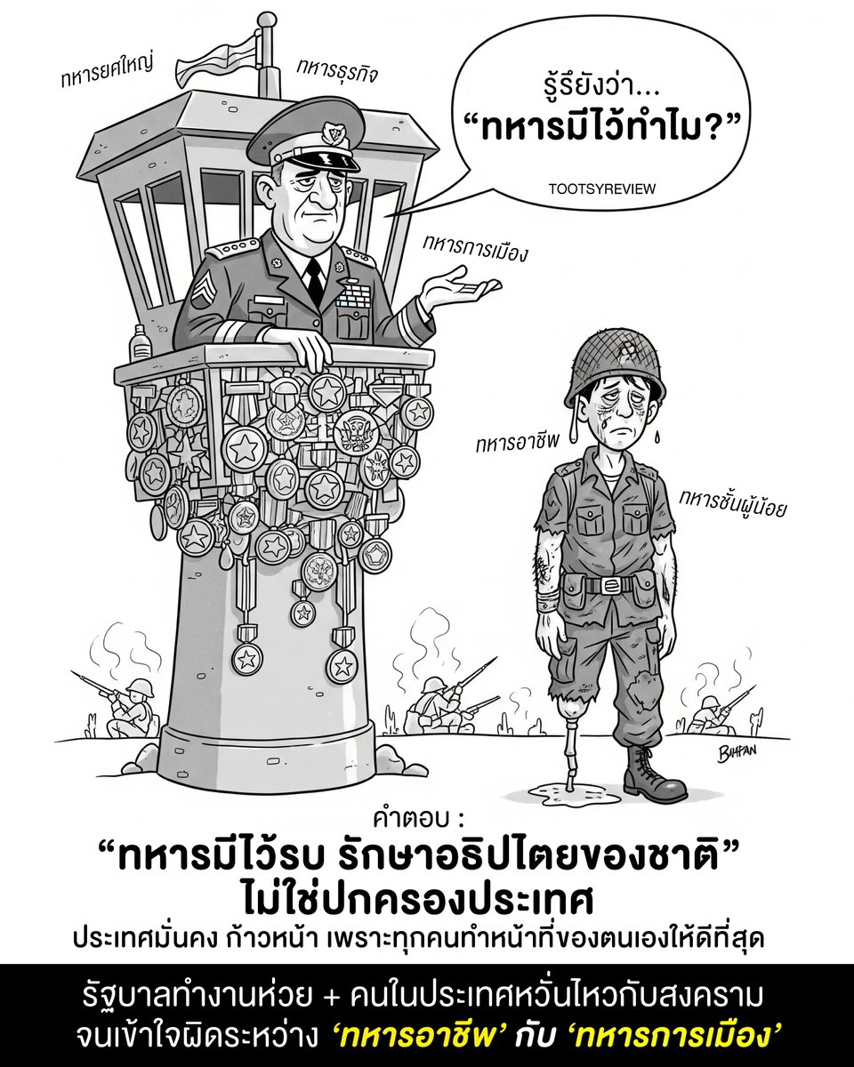 tootsyreview's tweet image. รู้รึยังว่า...“ #ทหารมีไว้ทำไม ?”

#ชายแดนไทยกัมพูชา
#ไทยกับกัมพูชา 

1) ในช่วงเวลาสงคราม #ไทยกัมพูชา ทำให้ผมเจอคำถามนี้บนเพจทุกวัน จากกลุ่มคนรักชาติ ในระดับ 'คลั่งชาติ' ที่ไม่สามารถแยกแยะถูกผิด บทบาทหน้าที่ และเข้าใจความจริงที่ประเทศควรเป็น

2)…