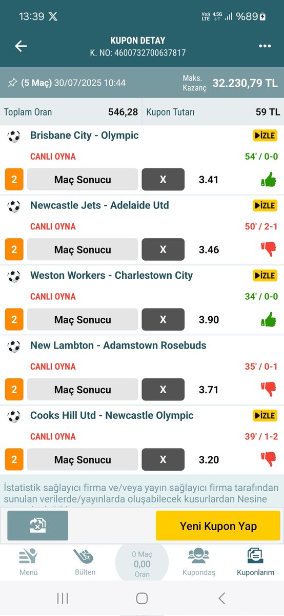 Her gün yeni bir şov yapıyorsun, tüm maçlar devam ediyorken nasıl kupon yatmış görünüyor? <a href="/Nesinecom/">Nesine</a>