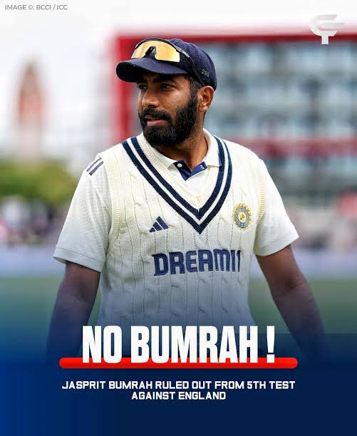AdvDeepakNegi's tweet photo. Bumrah is set to miss the crucial 5th Test at Kennington Oval , London.

#Jaspritbumrah𓃵  has missed 27% of Tests in the last 2 years due to injuries.

Why despite all the modern training &amp; sports science, players seem more injury-prone than ever?

#GautamGambhir #BCCI https://t.co/PTkPaZ7Jx4