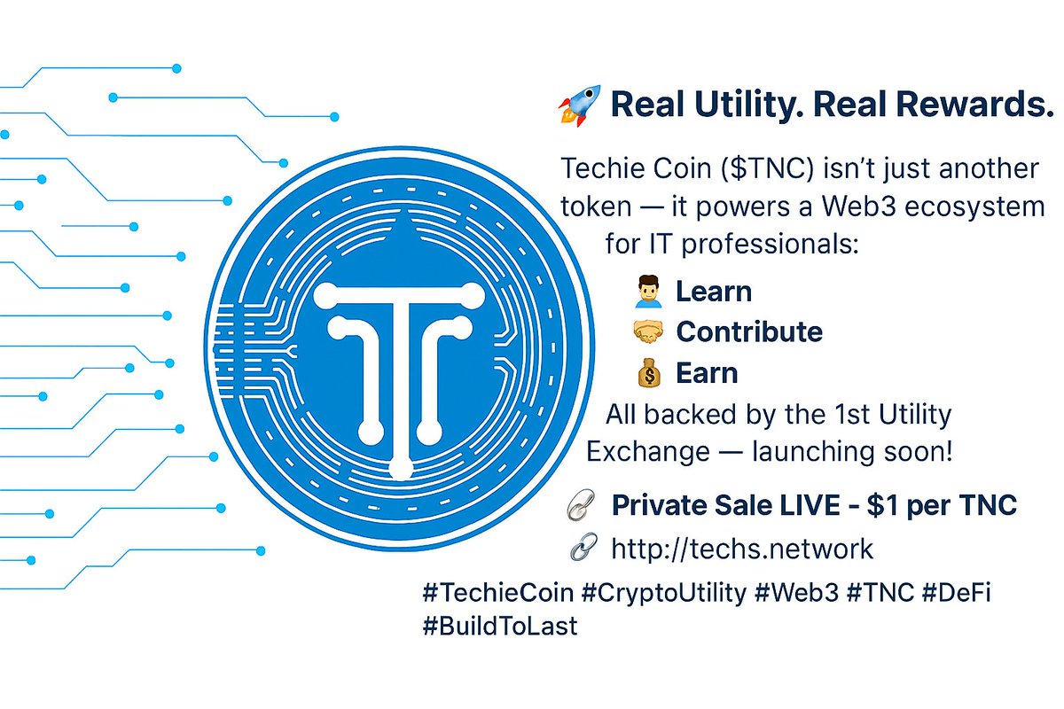 CTechsnetwork's tweet image. 🚨 Private Sale Continues! 📷Missed it yesterday? Here’s your second chance! Buy $TNC at just $1 and join our early supporters 📷 Fill the form &amp;amp; secure your coins now! docs.google.com/forms/d/e/1FAI… #TechieCoin #CryptoSale #TNC #Web3 #CryptoOpportunity