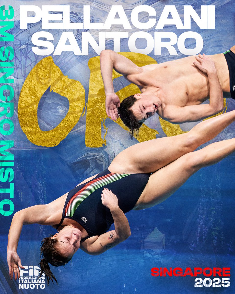 🥇 PELLACANI &amp; SANTORO, L'ORO DELLA STORIA! SIETE LEGGENDA!!!

💫 Dai 3m sincro Chiara Pellacani e Matteo Santoro oltrepassano la perfezione. 308.13 punti per un oro memorabile. Australia e Cina alle spalle 🤯

📸 <a href="/DBM_Media/">DBM Deepbluemedia</a> 
#azzurri #federnuoto #tuffi #diving #AQUASingapore2025