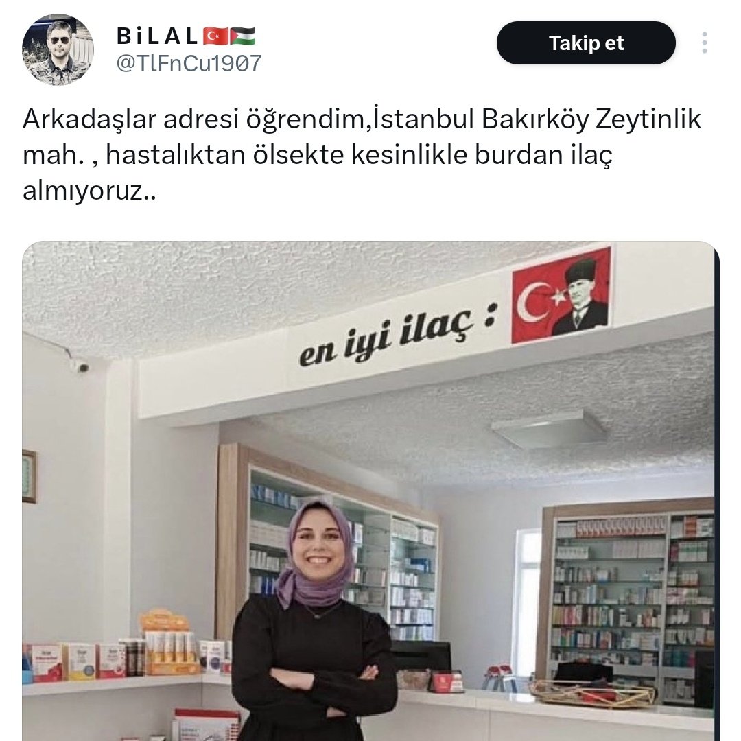 Eğer bu hanıma veya eczanesine / dükkanına bir zarar gelirse, bunun sorumlusu Bilal'dir. Bu da böyle biline. Burada arşivlemiş olalım.