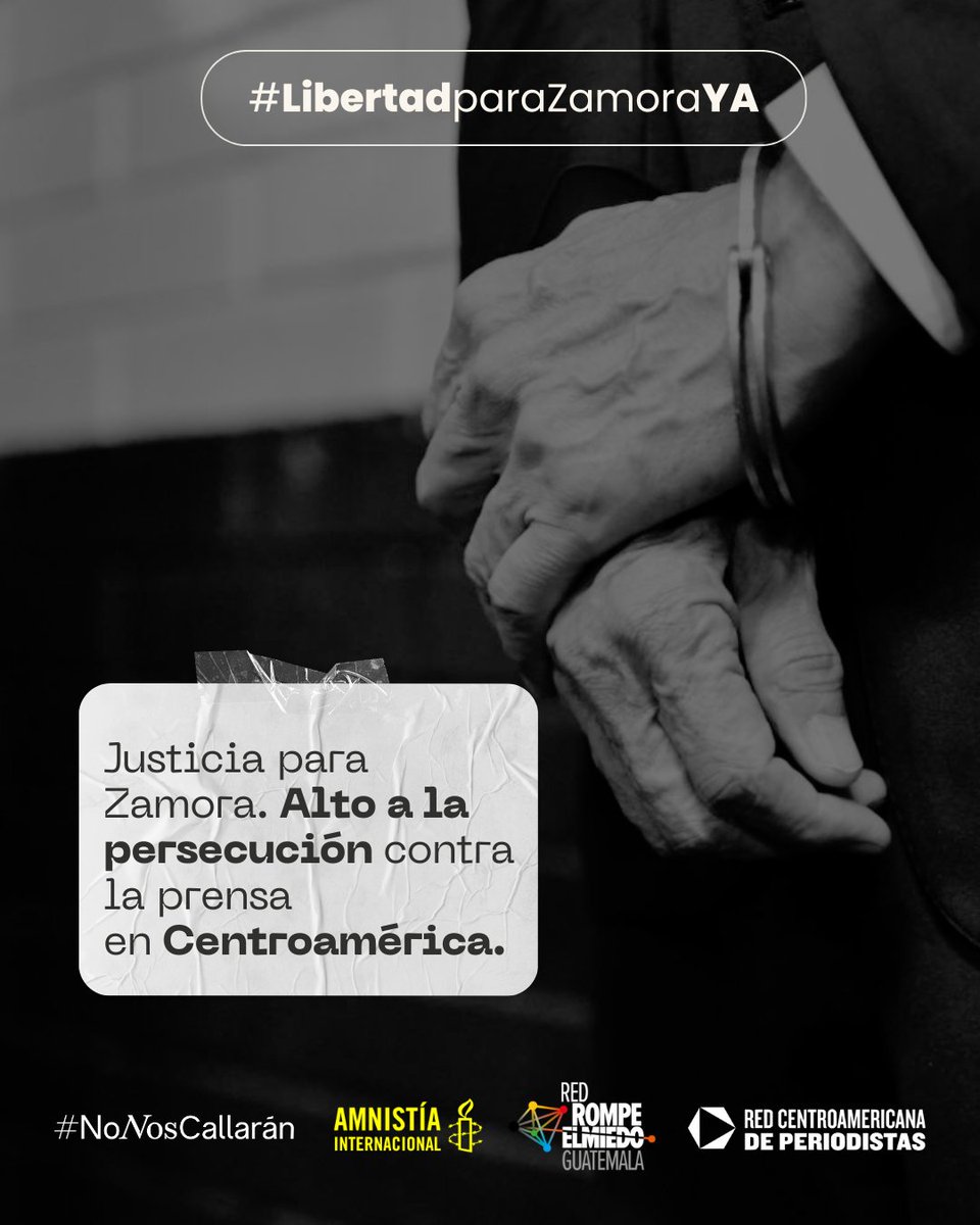 Red Centroamericana Periodistas, ARCP (@periodistasca) on Twitter photo #LibertadparaZamoraYA ✊ Hoy no solo exigimos justicia para Zamora. Denunciamos la persecución sistemática contra la prensa libre en Centroamérica.
⚠️ Si callan al periodismo, callan la democracia.
📸 Christian Gutiérrez
#ElSilencioNOEsOpción
Cc. <a href="/NoNosCallaranGT/">#NoNosCallarán</a>, #LibertadparaZamoraYA ✊ Hoy no solo exigimos justicia para Zamora. Denunciamos la persecución sistemática contra la prensa libre en Centroamérica.
⚠️ Si callan al periodismo, callan la democracia.
📸 Christian Gutiérrez
#ElSilencioNOEsOpción
Cc. <a href="/NoNosCallaranGT/">#NoNosCallarán</a>,