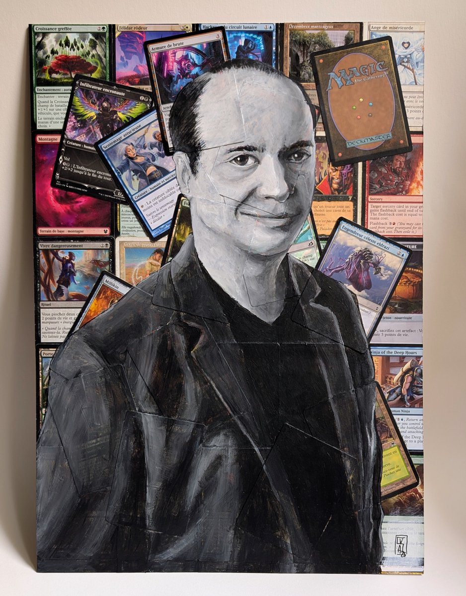 Portrait de Richard Garfield, créateur du je Magic the Gathering : acrylique sur carton, A3.

En vente sur mon site : sabinevanapeldoorn.myportfolio.com/card-game

#MtG #Magicthegathering #richardgarfield #cardgame