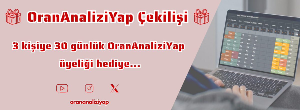 OranAnaliziYap📊 (@orananaliziyap) on Twitter photo 🎁ÇEKİLİŞ VAR 🎁
Bir kullanıcımız editörümüz <a href="/GrsOrananaliz/">Grsorananaliz</a> 'in telegram grubunda paylaştığı oran analizi tabloları ve tahminlerinden kazandığı kazancından 3 kişiye 30 günlük orananaliziyap.com üyeliği hediye etmek istedi.
Çekilişe katılmak için RT atmanız yeterlidir. 🎁ÇEKİLİŞ VAR 🎁
Bir kullanıcımız editörümüz <a href="/GrsOrananaliz/">Grsorananaliz</a> 'in telegram grubunda paylaştığı oran analizi tabloları ve tahminlerinden kazandığı kazancından 3 kişiye 30 günlük orananaliziyap.com üyeliği hediye etmek istedi.
Çekilişe katılmak için RT atmanız yeterlidir.