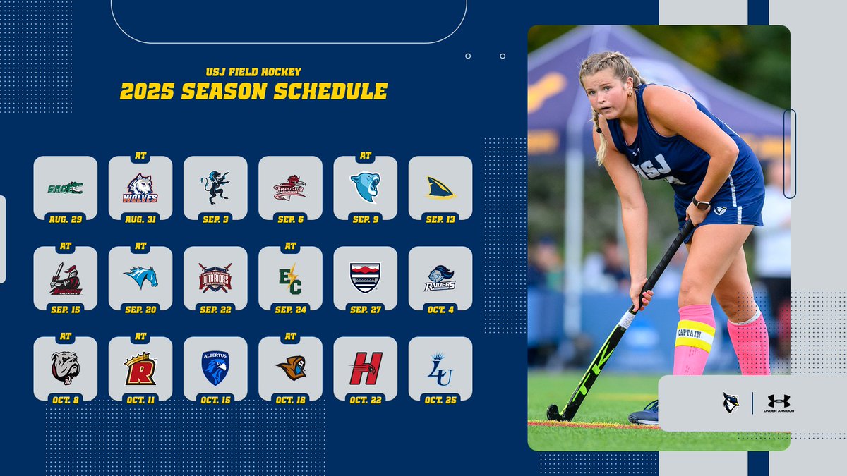 USJ Blue Jays (@usj_bluejays) on Twitter photo Almost go ⏰!
The <a href="/USJCT/">University of Saint Joseph</a> 🏑 team begins its 2025 season at home against Russell Sage College on August 29!
📖: t.ly/y7lvh
#d3fh | #FearTheFlock | #GoBlueJays🔵🐦 Almost go ⏰!
The <a href="/USJCT/">University of Saint Joseph</a> 🏑 team begins its 2025 season at home against Russell Sage College on August 29!
📖: t.ly/y7lvh
#d3fh | #FearTheFlock | #GoBlueJays🔵🐦