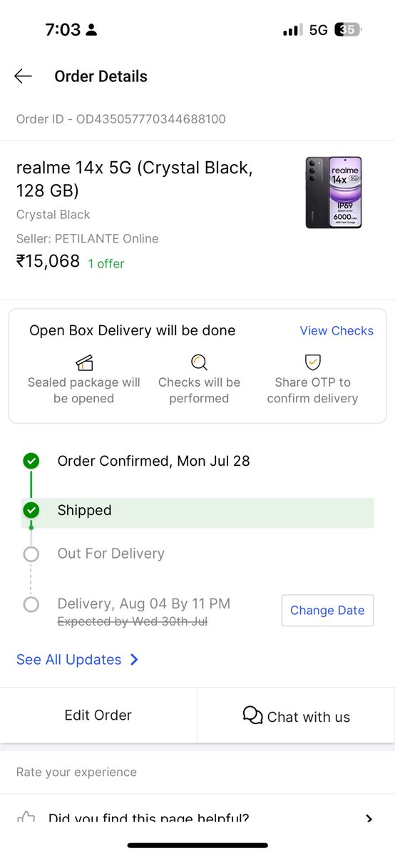 aazam890's tweet photo. @flipkartsupport why my order delivery date changed item already in my city near 3 kw from my residence and i will get at 4 august due to delay what kind of delay , i want to pick up by myself https://t.co/EJuEqOFY4q