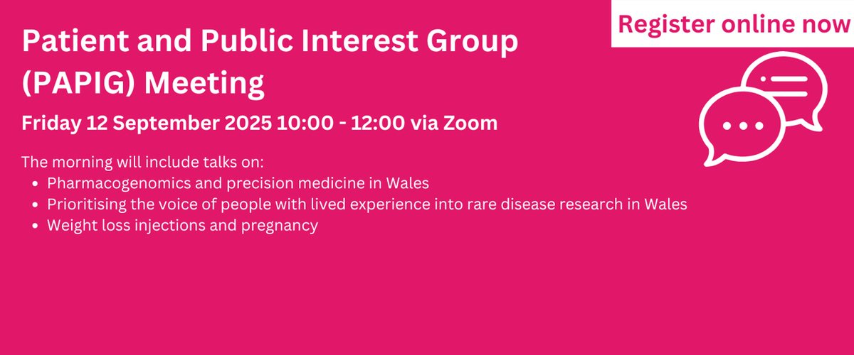 Patients and their families are best placed to tell us how a health condition or medication affects them.
Our PAPIG meetings are an opportunity for you to have your say.
Register here for our meeting on 12 September, 10am to 12pm
forms.office.com/pages/response…