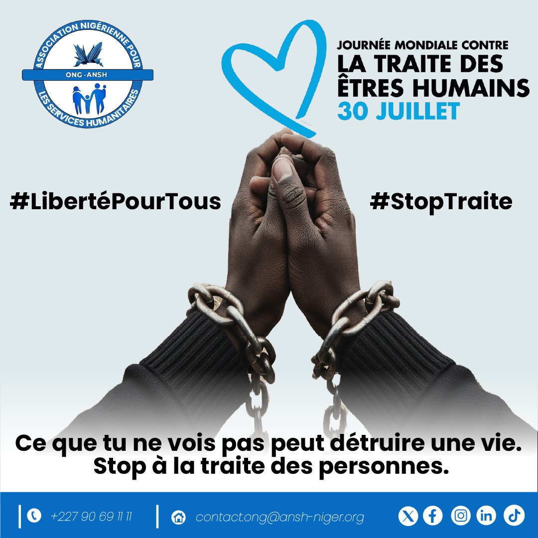 ansh_ong's tweet photo. Chaque être humain a droit à la liberté, à la dignité, à la sécurité.
Nos équipes agissent chaque jour pour prévenir, protéger et soutenir les personnes en situation de vulnérabilité.
La lutte continue, et elle nécessite la vigilance de tous.
#ANSH #StopTraite #droitshumains https://t.co/6y1fsJKSgH