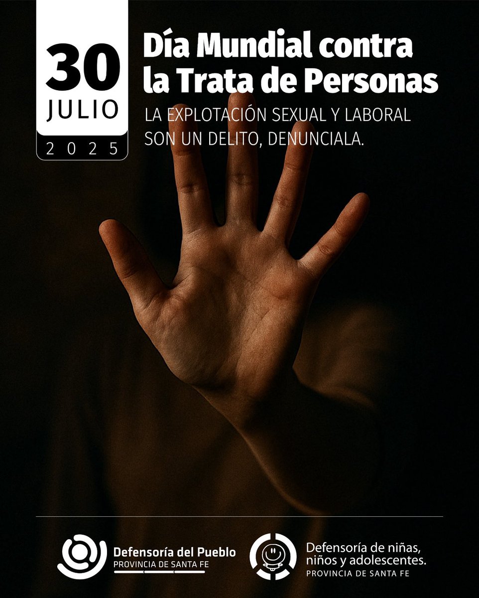 🚨 PREVENIR LA TRATA ES CUIDARNOS ENTRE TODOS 🚨

Falsas ofertas laborales, traslados forzados y engaños virtuales son formas comunes de captación.

📞 Llamá al 145.

🤝 La Defensoría puede ayudarte.

🔗 bit.ly/46EkebL
