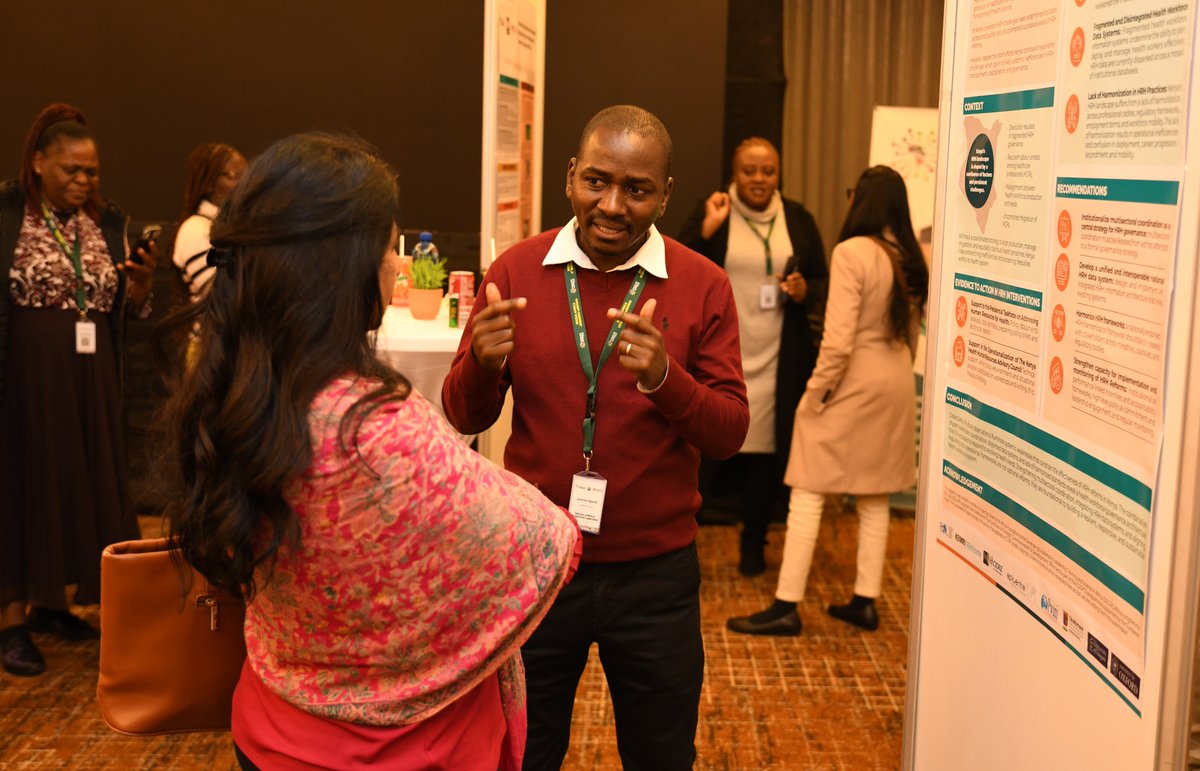 IDeAL Fellow <a href="/jeremynganda/">Jeremiah Nganda</a> presenting a poster on supporting human resources for health reforms in Kenya through evidence translation for informed policy and decision-making at the #DELTASAfrica scientific meeting.
