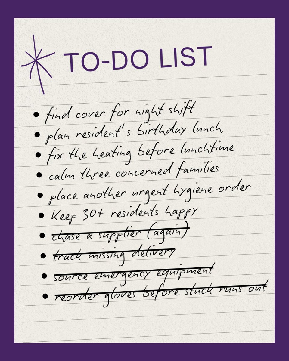 We know the realities of running a busy care home - the to-do list is never short and time is always tight.

We’re here to alleviate the pressure. Reliable service, responsive support and the products you need - when you need them.

Let us take a couple of things off your list💜