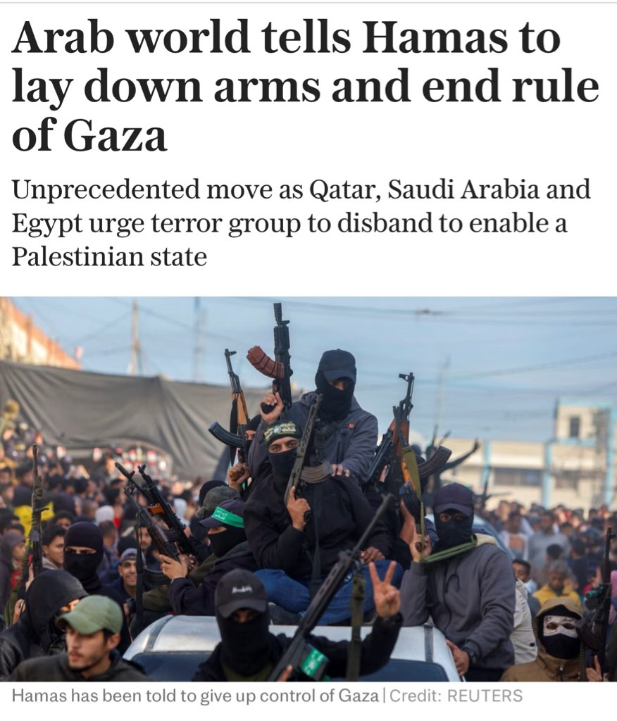Arab world pressuring Hamas; Western governments pressuring Israel.

I suspect a high degree of coordination.