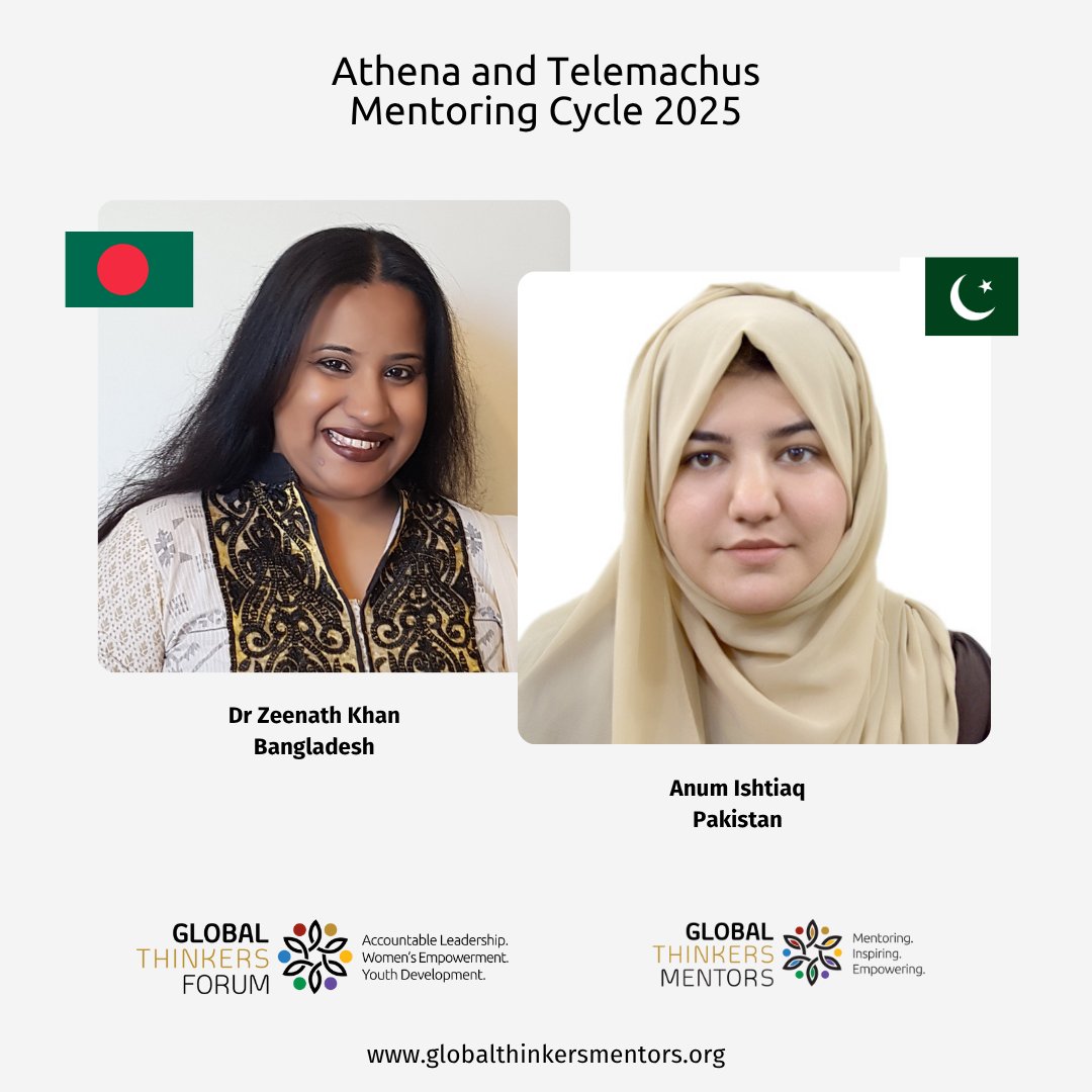 Our 2025 mentee from #Pakistan, Anum Ishtiaq, is a dedicated individual with a background in #Physics &amp; an enthusiasm for utilising #technology to address real-world challenges. Her #mentor is Dr Zeenath Reza Khan, Professor of Cyber Ethics &amp; Academic Integrity. #GTF #sdgs #asia