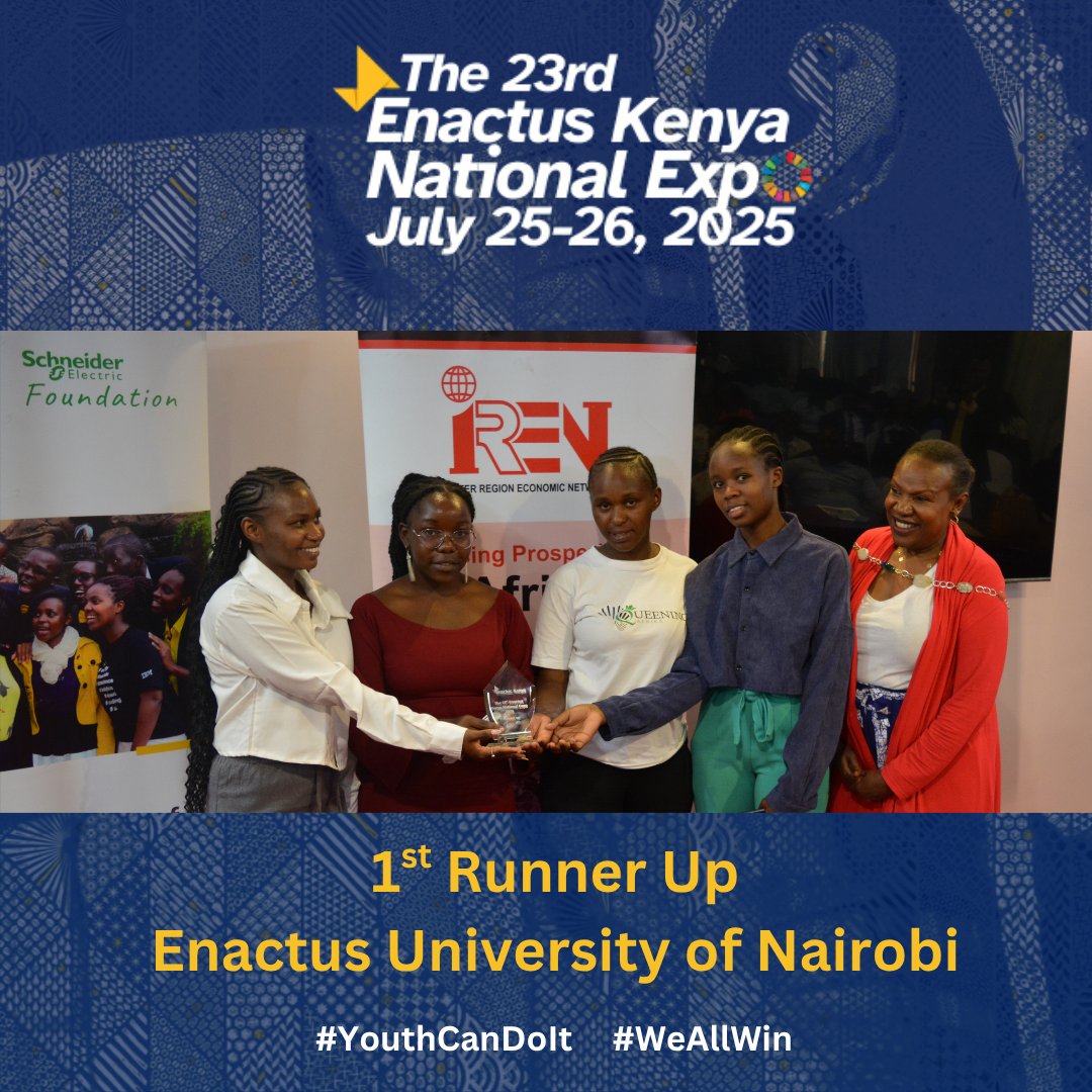 <a href="/EnactusMoiAnnex/">Enactus Moi Annex Campus</a> 1st Runner-Up 🎊🎊🎊

Enactus University of Nairobi <a href="/Enactus_UoN/">EnactusUoN</a> with project Queening Afrika

A women-led solution of transforming waste into high-quality products such as handbags, jewellery &amp; home décor

Congratulations team!

Let's go out and create Impact! #WeAllWin