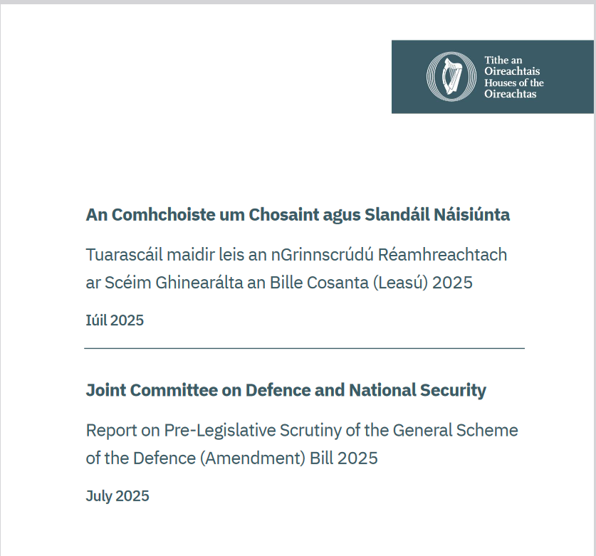 The Joint Committee Defence &amp; National Security chaired by Deputy@conwaywalshtoday published its Report on Pre-Legislative Scrutiny of the General Scheme of the Defence (Amendment) Bill 2025. #SeeForYourself
Press release: oir.ie/66d6f6e
Report: oir.ie/2b9e2c8